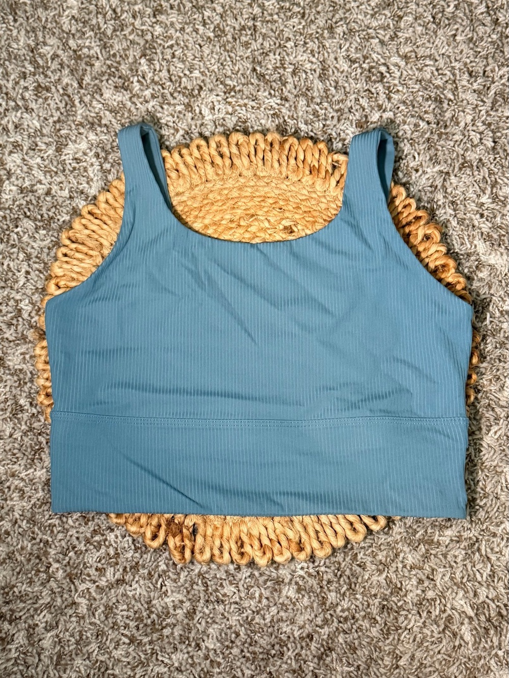 Nike Ribbed Longline Bra - Steel Blue